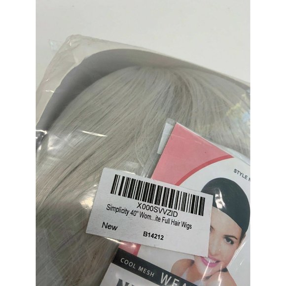 Long Flowing Silver Wig 40" Role Play Dress up Halloween Parties Wig Cap  NEW - Picture 7 of 12